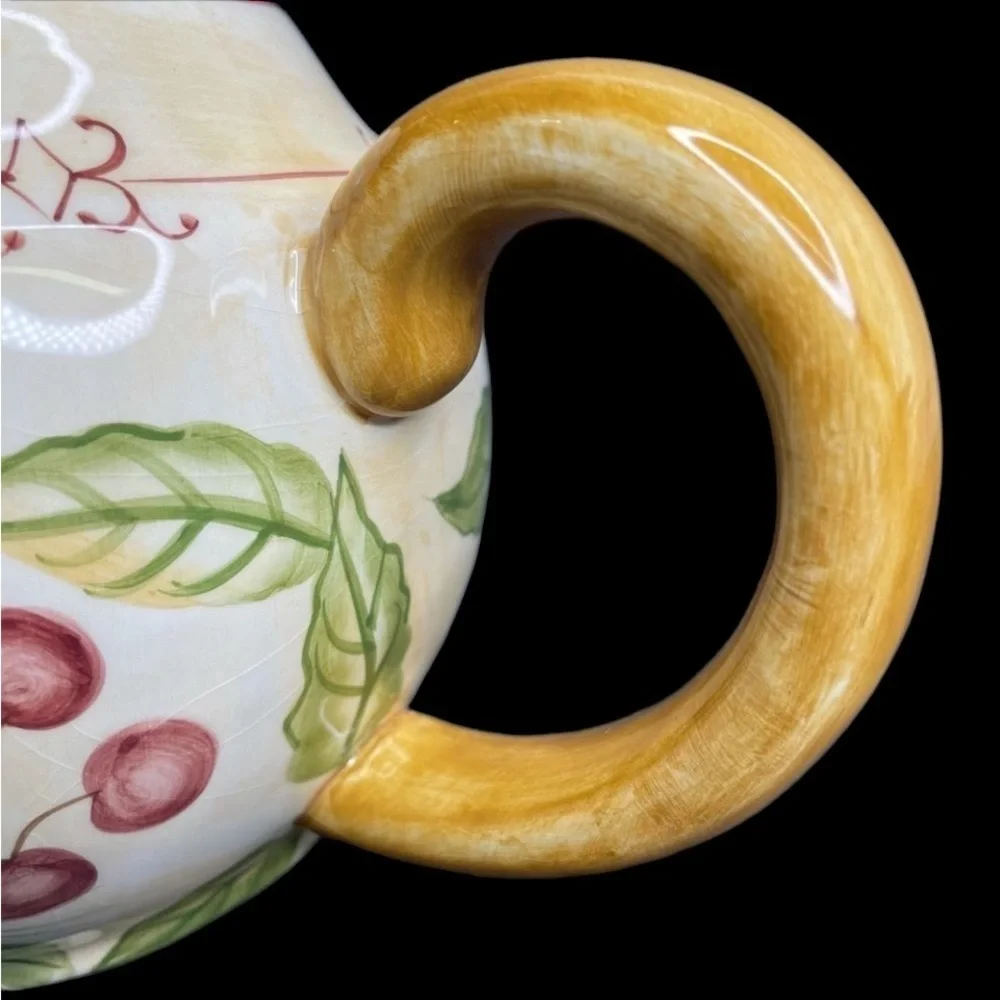 Crate & Barrel Winter Orchard Ceramic Teapot in EUC ~ crazing